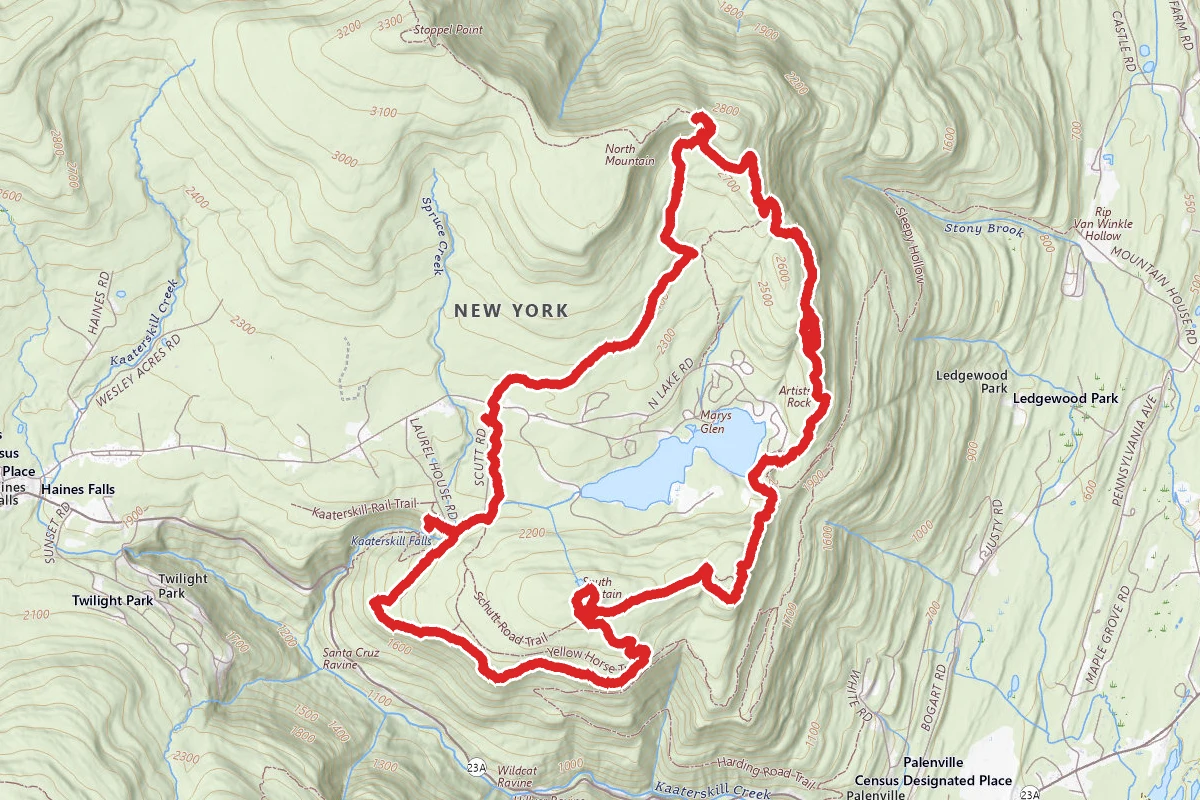 Kaaterskill Falls, South Mountain, and North Point Loop