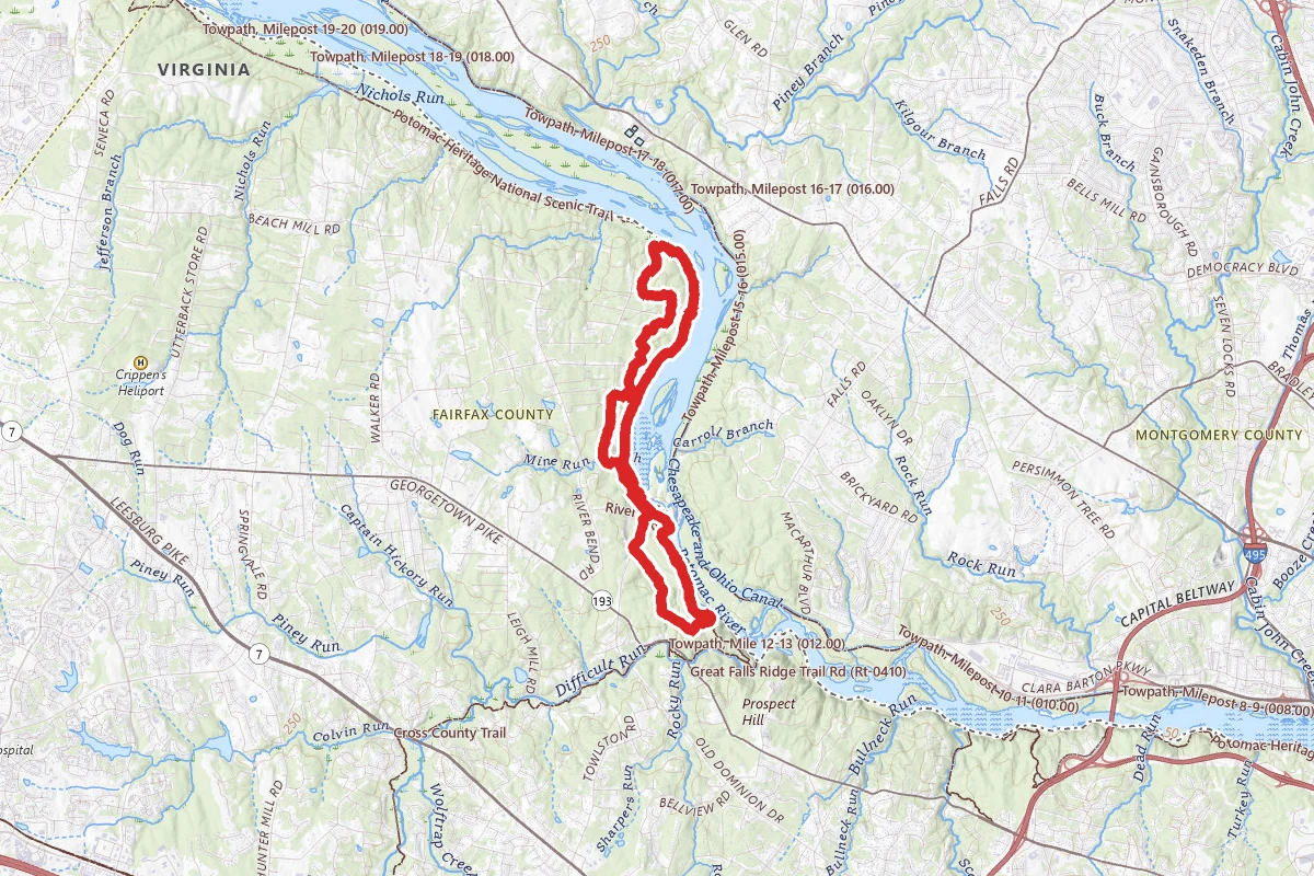 Great Falls Park to Riverbend Park Loop