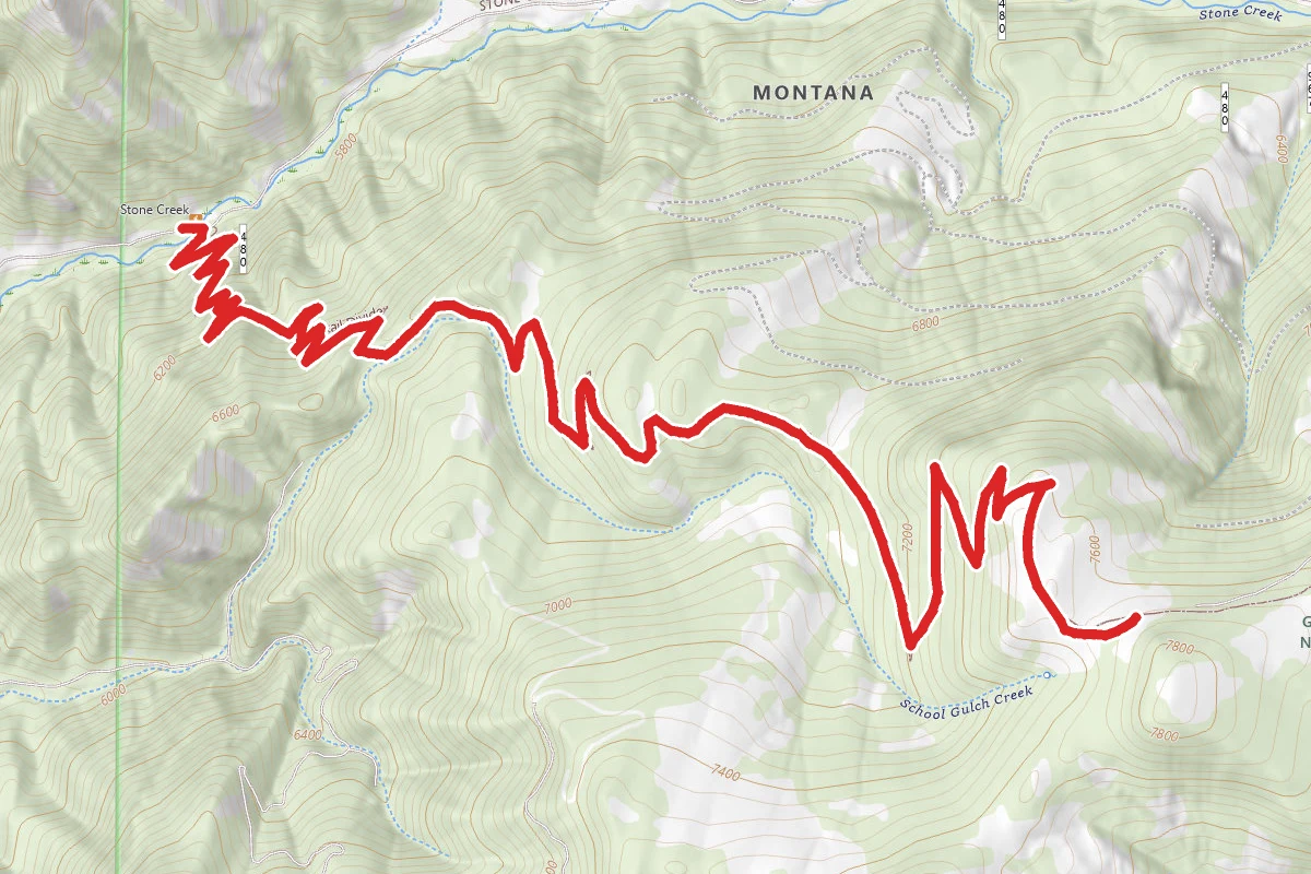 Bangtail Divide Trail route map