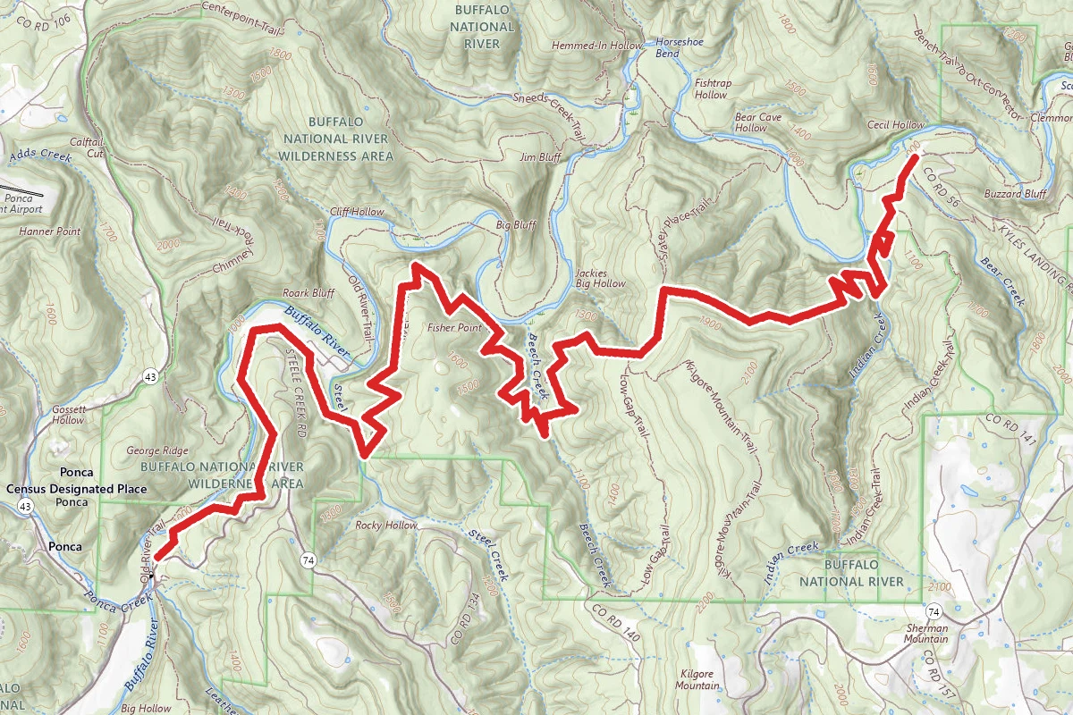 Buffalo River Trail from Kyles Landing Campground