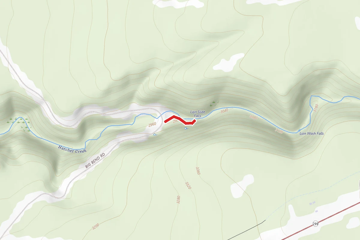 Hatchet Creek and Lion Slide Falls