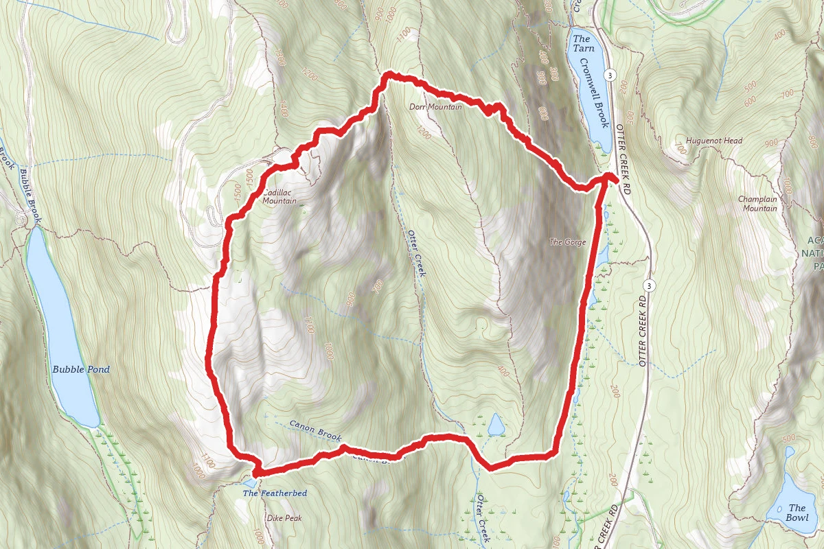 Cannon Brook, Cadillac South Ridge and Ladder Trail