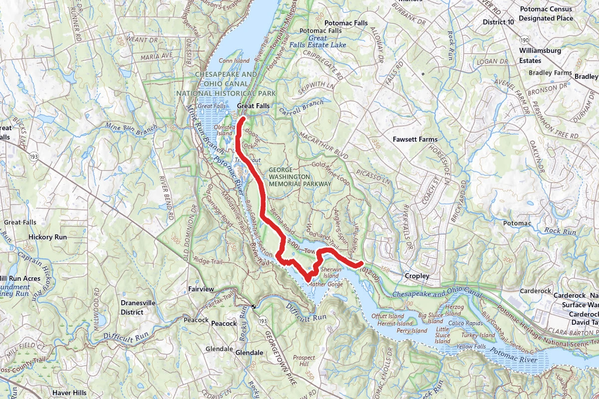 Billy Goat Trail to Great Falls Observation Platform