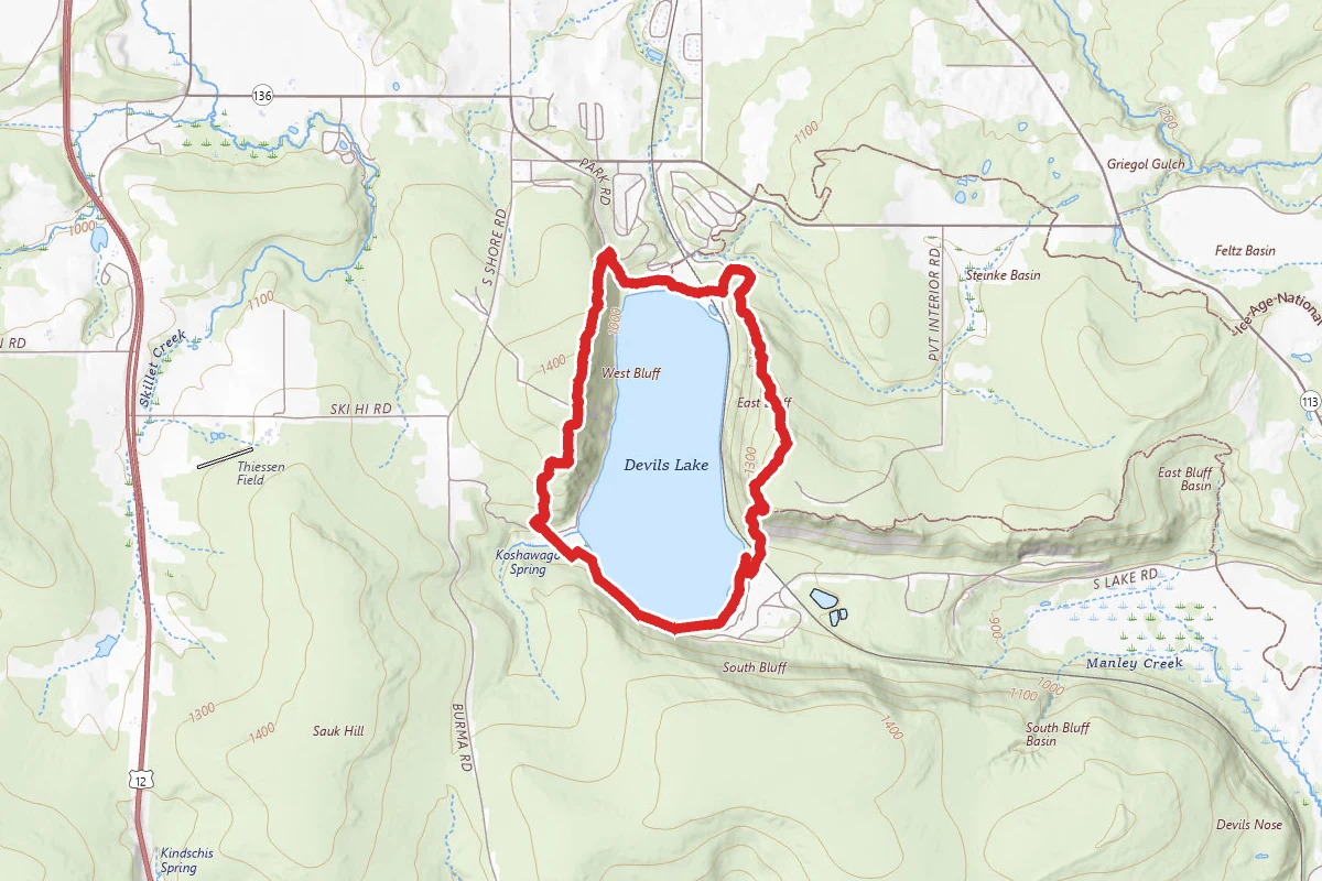 Devil's Lake via West Bluff Trail