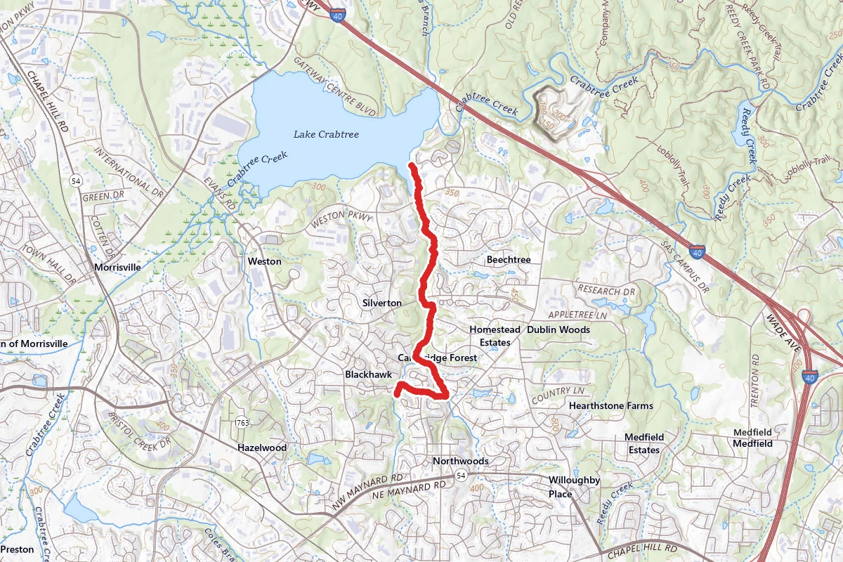 Black Creek Greenway to Lake Crabtree