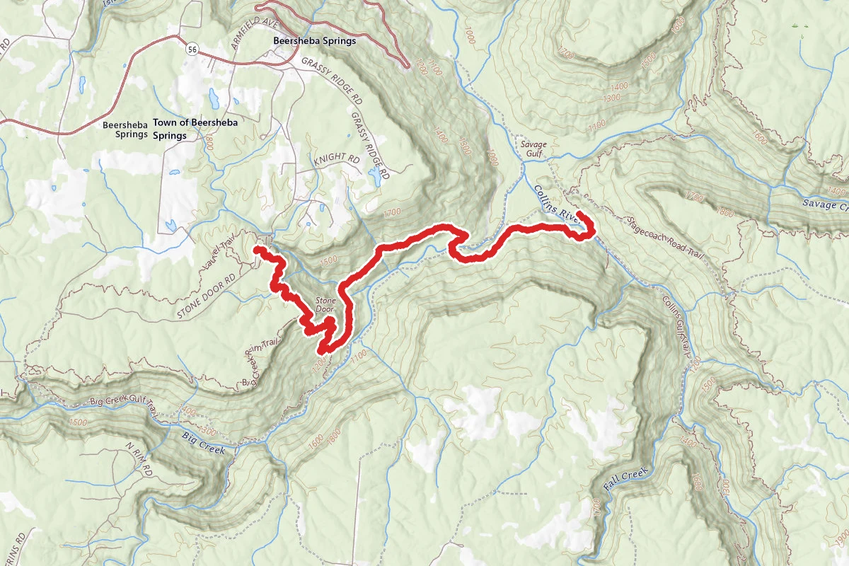 Saw Mill Campground via Stone Door, Big Creek Gulf, and Connector Trail