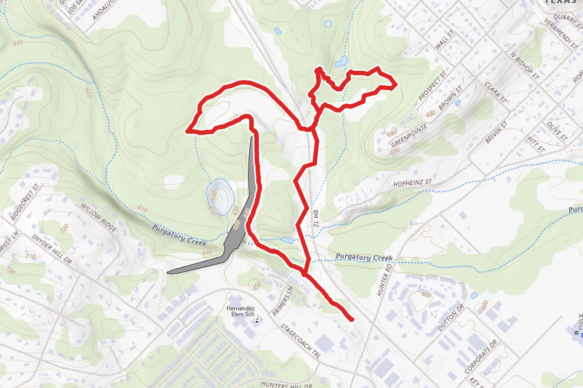 Dante's, Lower Purgatory Creek and Blue Trail Loop