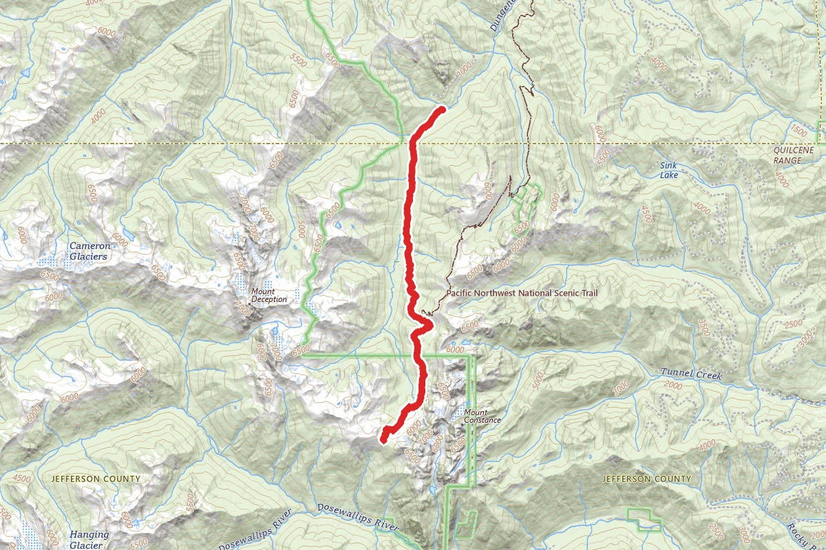 Upper Dungeness Trail to Constance Pass trail Junction