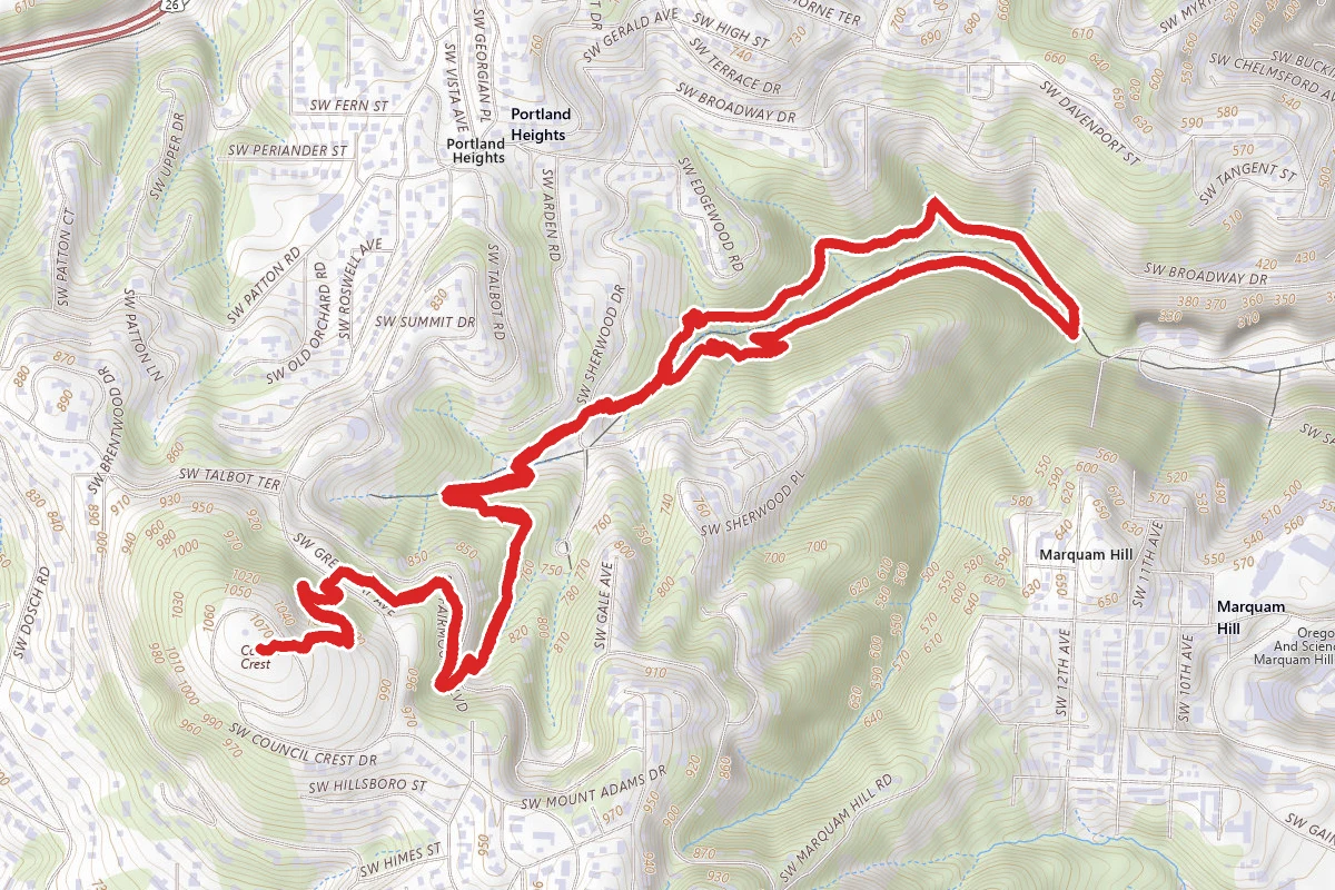 Marquam Trail to Council Crest Hike Trail