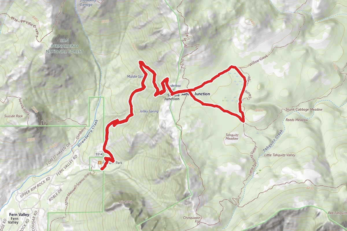 Devils Slide, Willow Creek and Caramba Trial to Skunk Cabbage Meadow