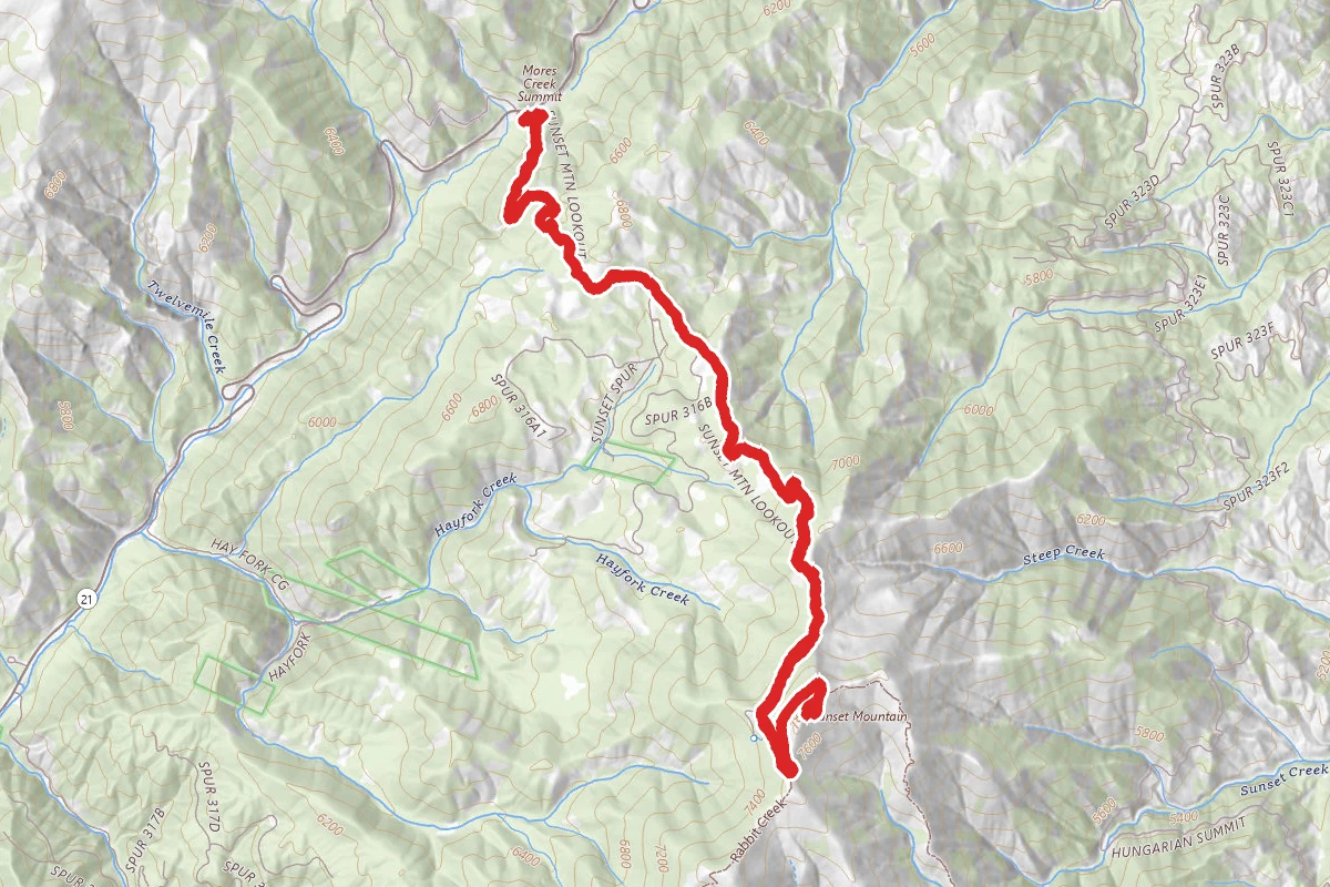 Mores Creek Summit to Sunset Mountain