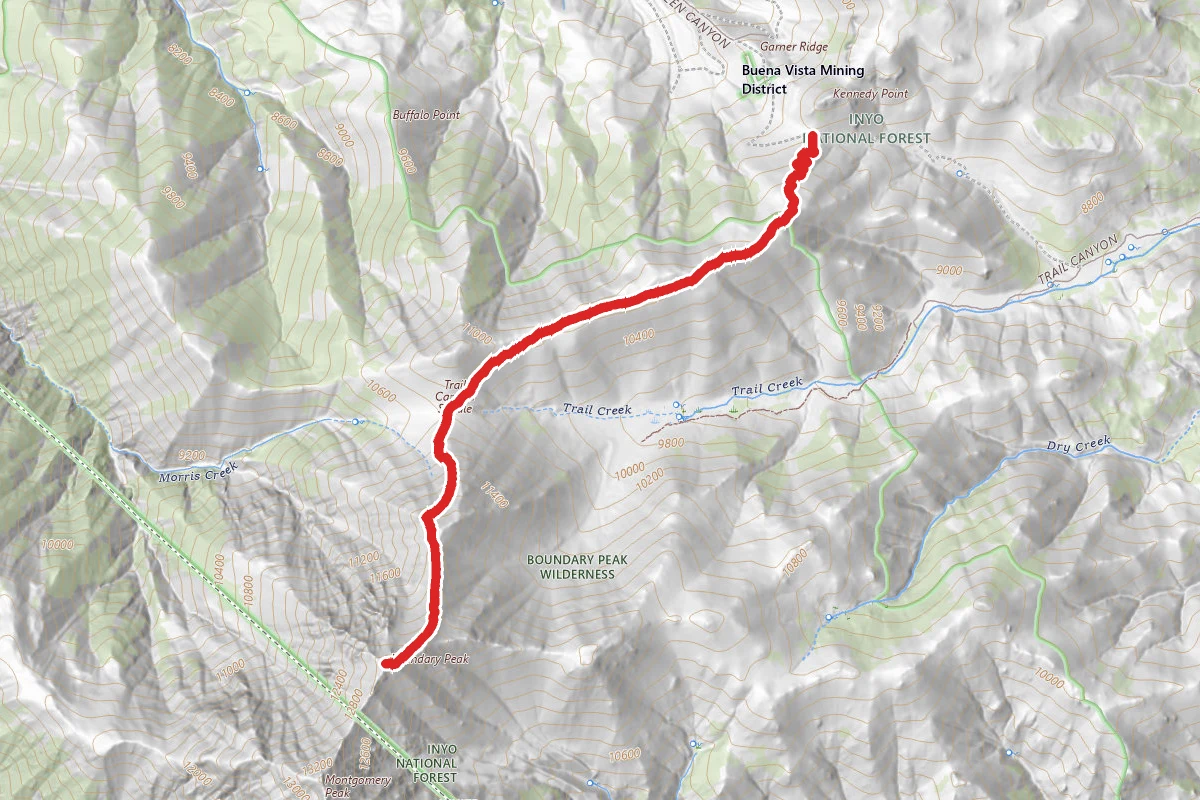 Boundary Peak via Queen Mine Trail