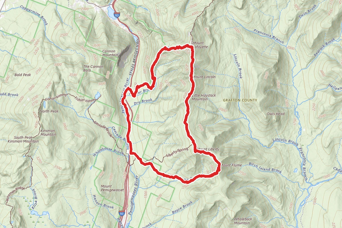 Mount Lafayette, Little Haystack Mountain, Mount Liberty, and Mount Flume Loop