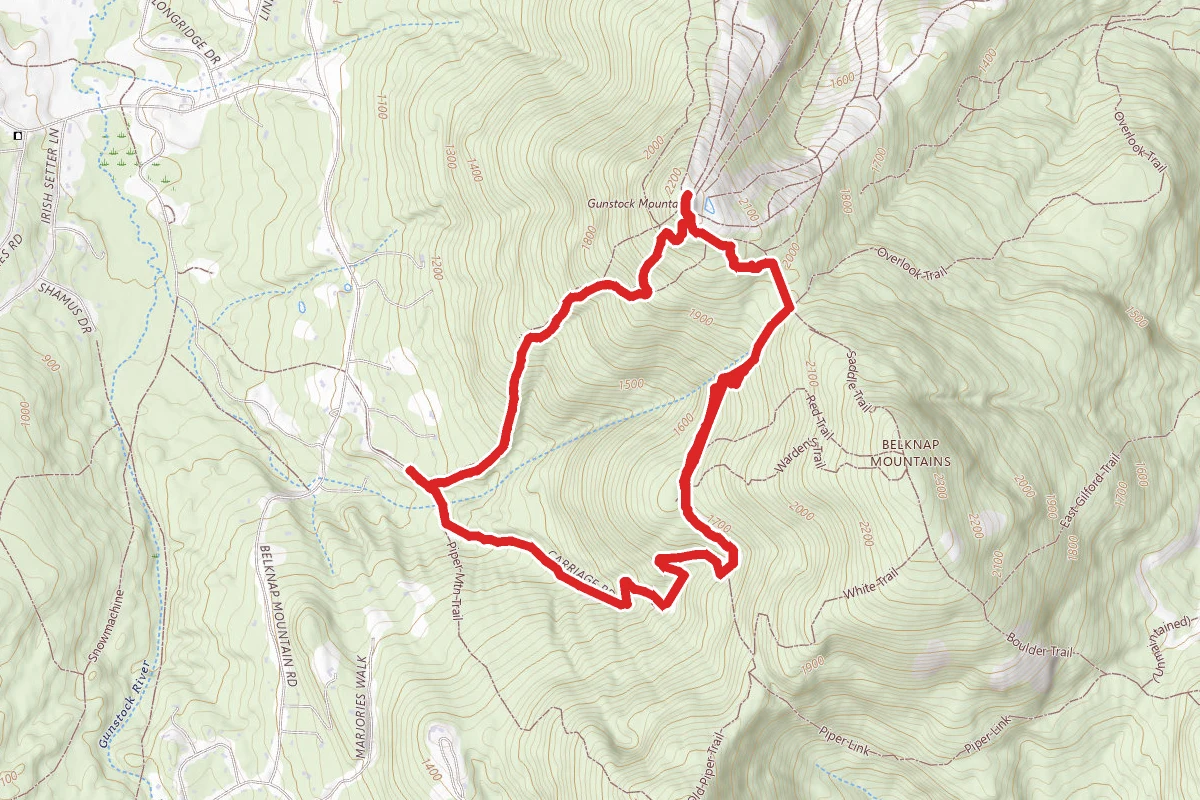Gunstock Mountain Trail to Carriage Road Loop