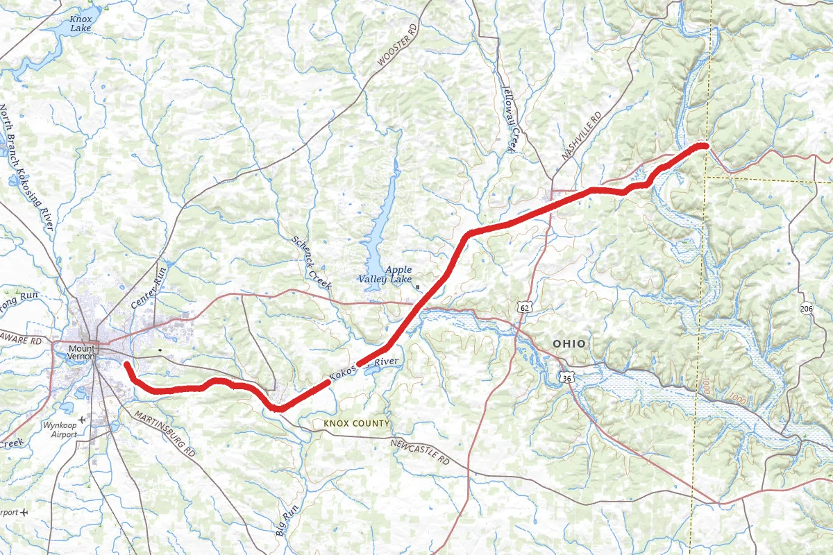 Kokosing Gap Trail to Mohican Valley Trail