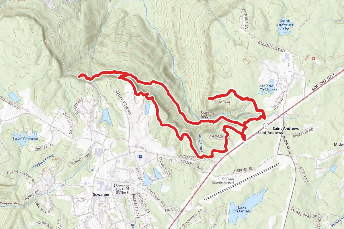 Sewanee Trail to Green's View and Piney Point