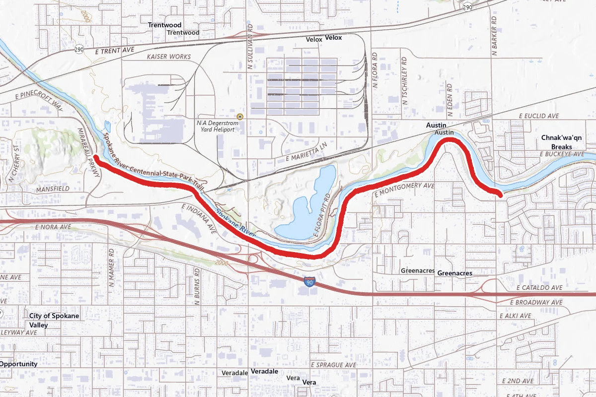 Spokane River Centennial Trail from East Euclid Avenue