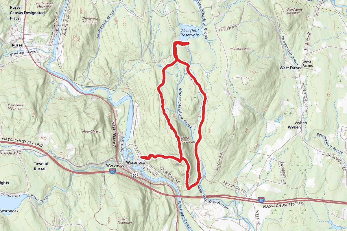 Tekoa Mountain and Westfield Reservoir