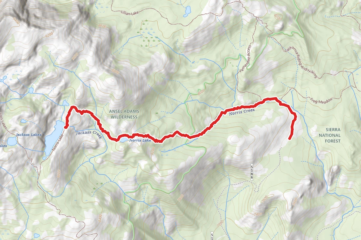 Norris Trailhead to Jackass Lakes