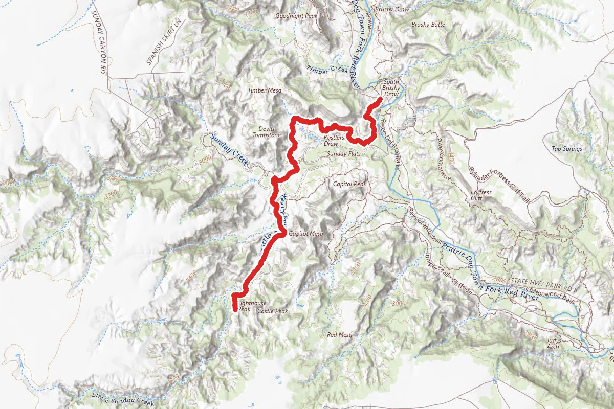 Lighthouse Trail via Givens, Spicer, and Lowry Trail