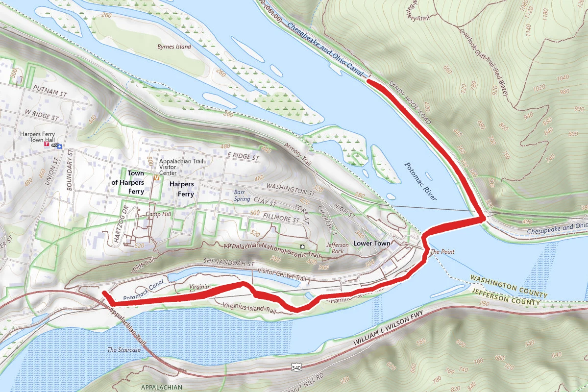 Harpers Ferry to Chesapeake and Ohio Canal Trail