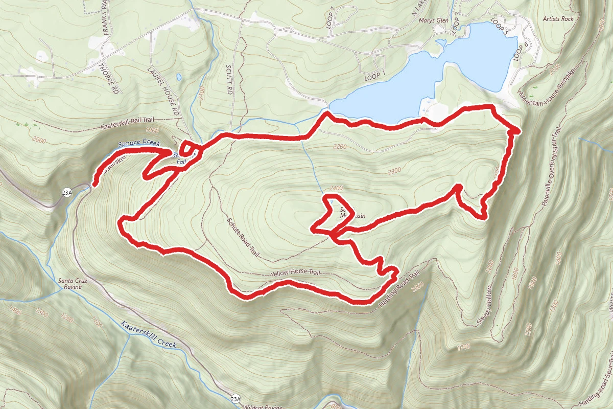 Escarpment Loop, Kaaterskill Falls, Bastion Falls, and South Lake Loop