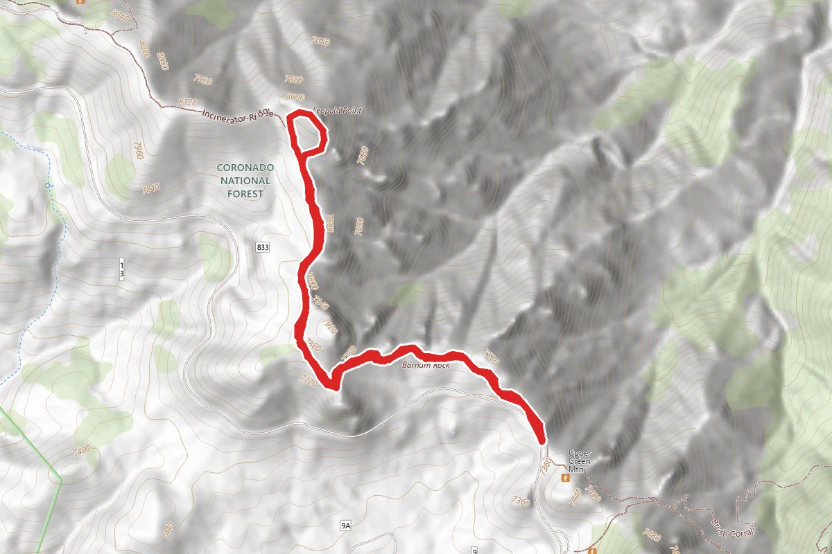 Incinerator Ridge Trail to Barnum Rock and Leopold Point