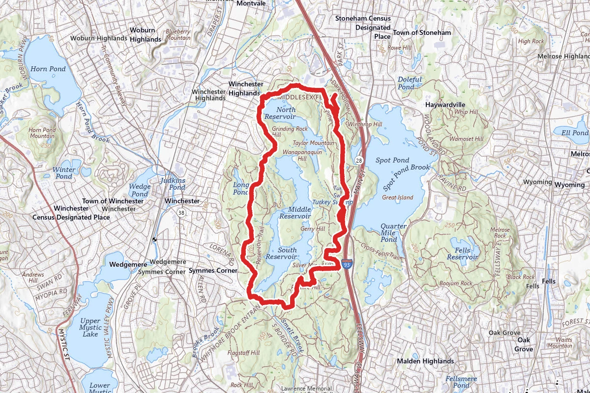 West Middlesex Fells Reservation Bike Loop