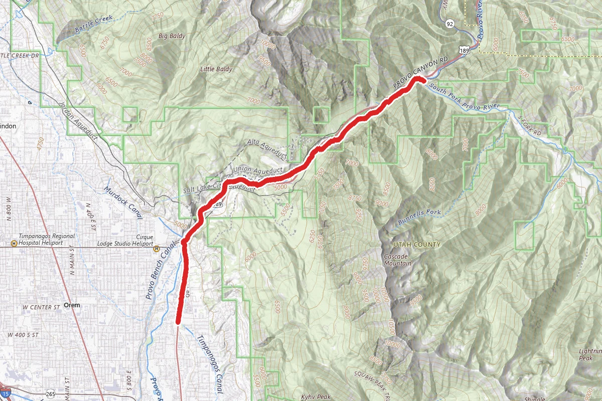 Vivian Park to Provo Canyon School via Provo River Parkway