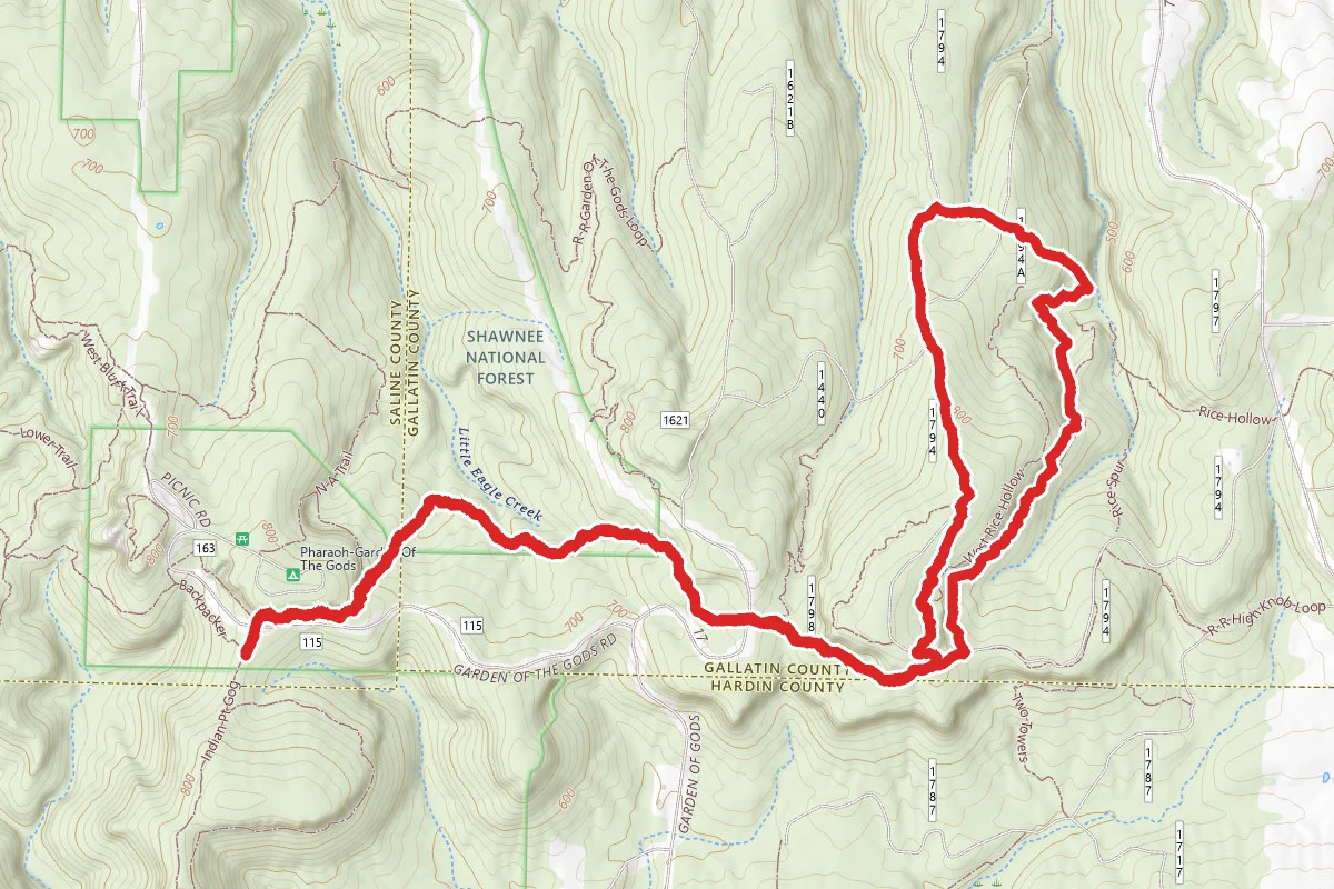 Whiskey Cave Loop Trail route map