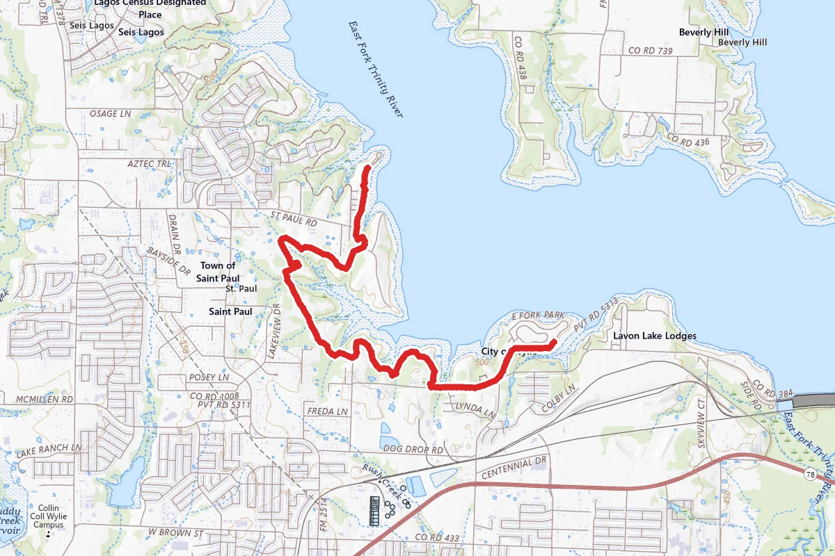 Lake Lavon via Trinity Trail