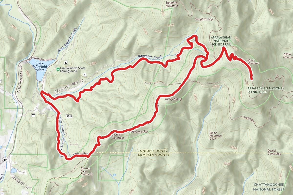 Blood Mountain via Slaughter Creek Trail