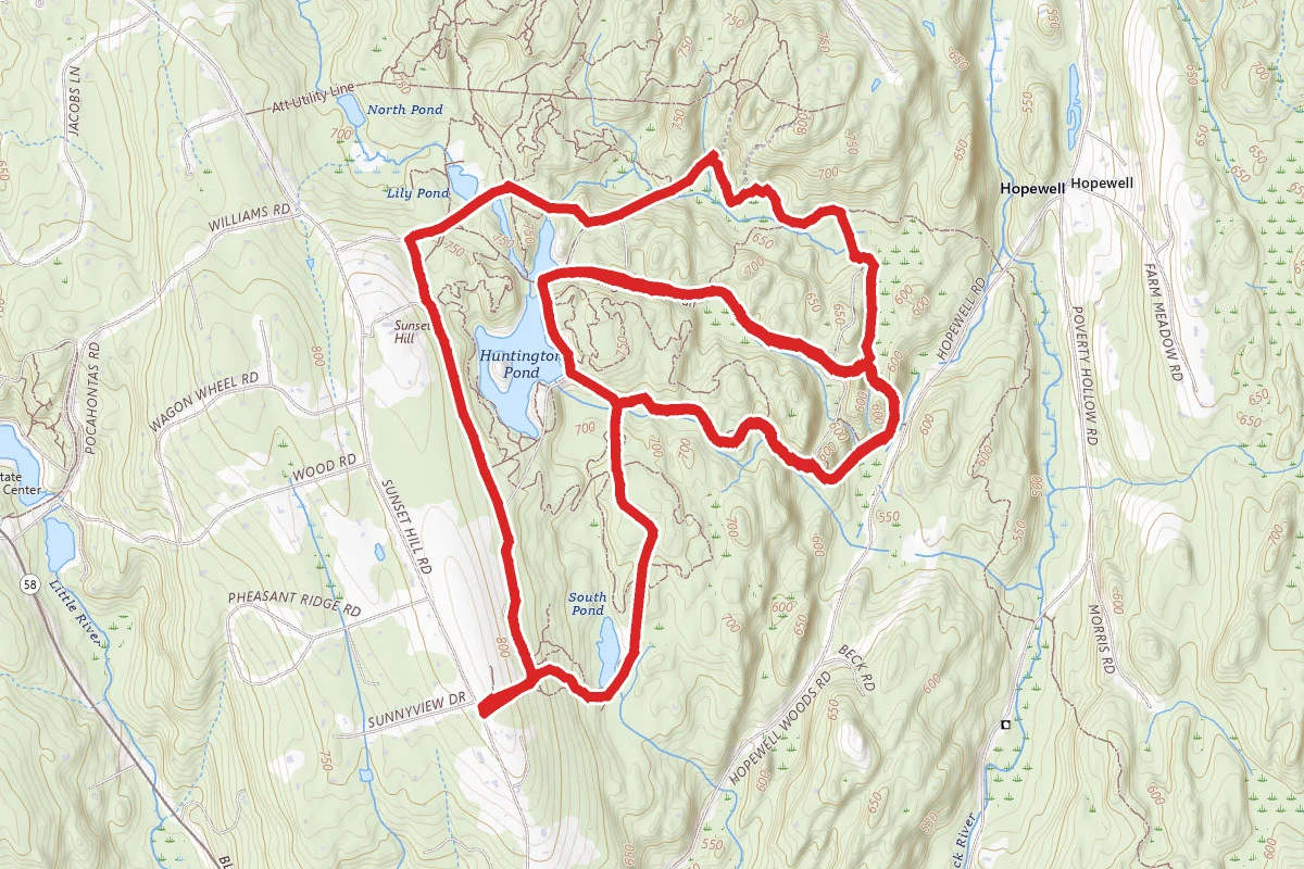 Huntington State Park White, Blue and Green Loop Trail