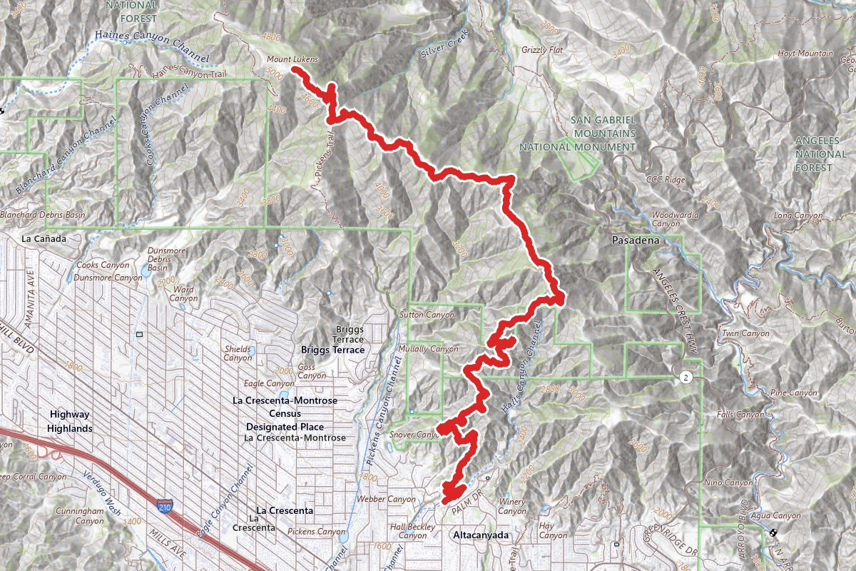 Earl Canyon Road to Mount Lukens Road