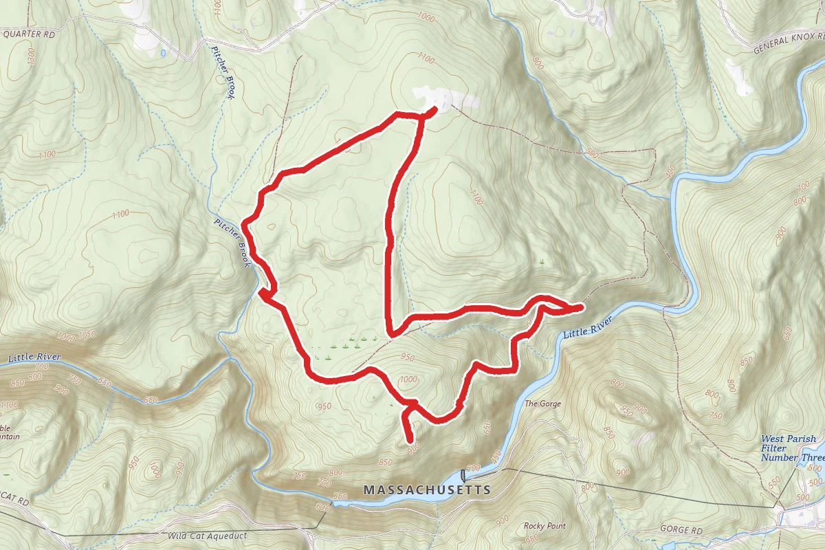 Laurel Lane, Country Road, Charcoal Kiln, and Pitcher Brook Loop