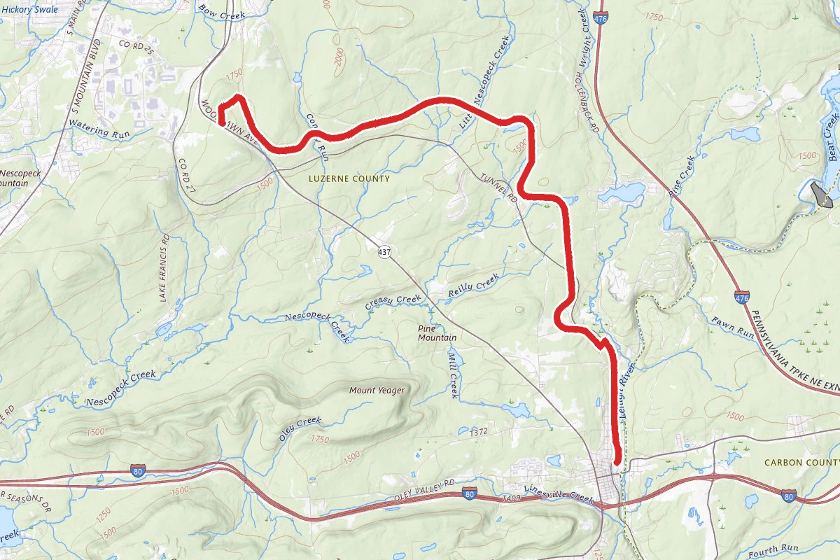 D & L Trail from Black Diamond Trailhead to White Haven