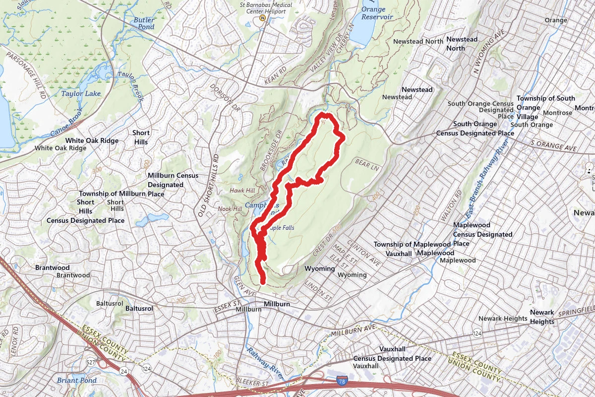 Sunset, Rahway, River, Balls Bluff and Lenape Loop