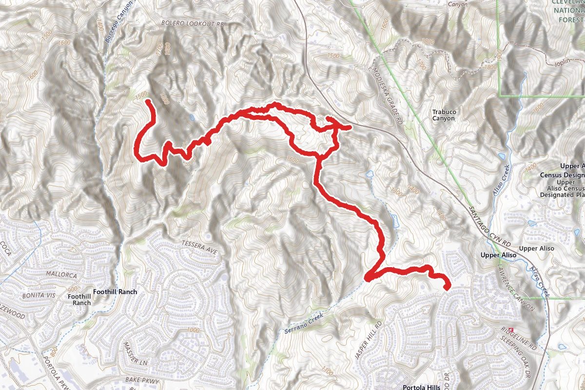 Whiting Road to Billy Goat Loop and Borrego Canyon Lookout