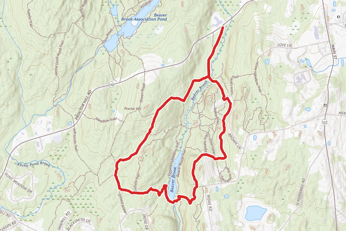 Elkins and Smith Road to French Meadow Cutoff and Maple Hill Ridge Trail