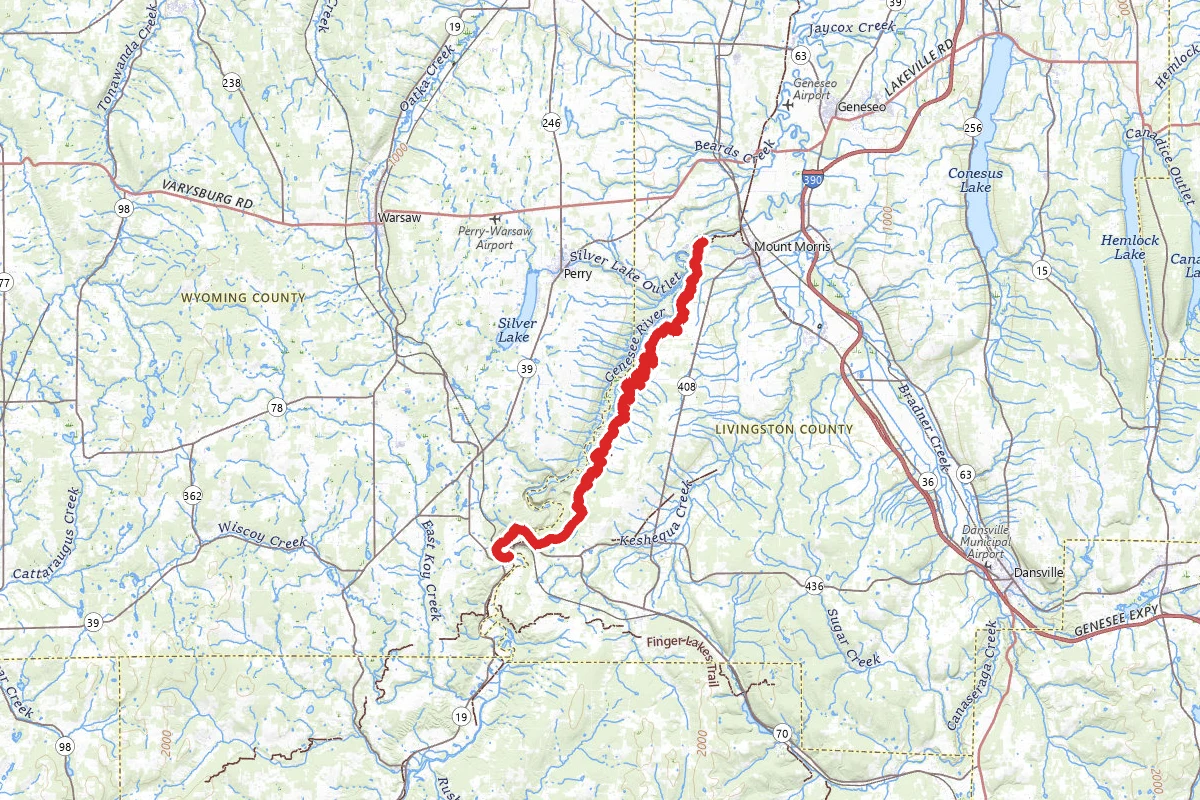 Letchworth Fingerlakes Trail via Portageville