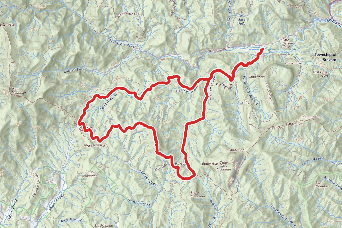 Butter Gap to Art Loeb to Davidson River Trail Loop
