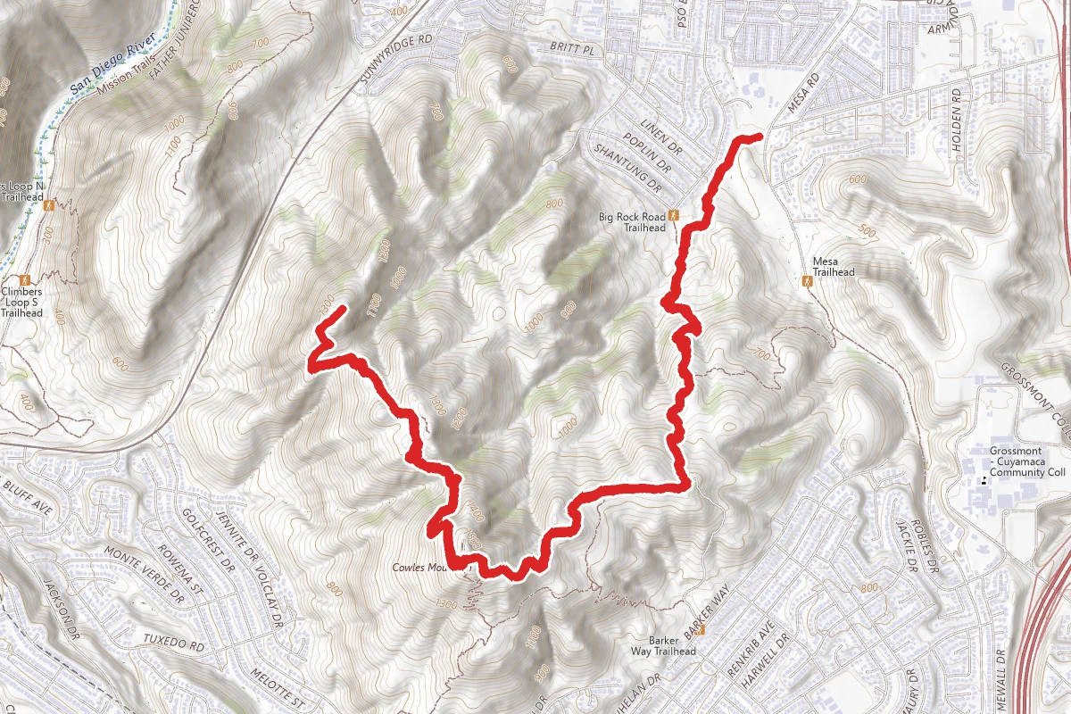 Cowles Mountain to Pyles Peak Trail Via Big Rock Trail