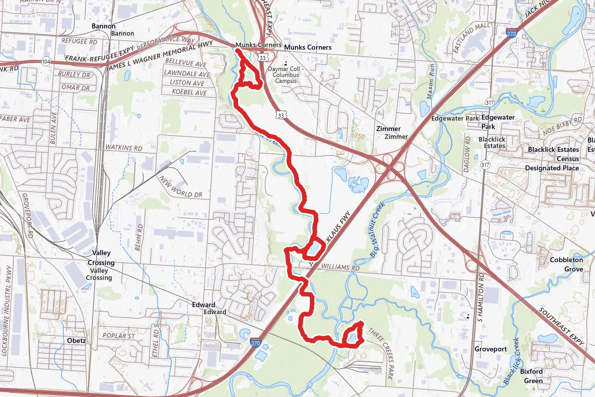 Three Creeks via Alum Creek Trail