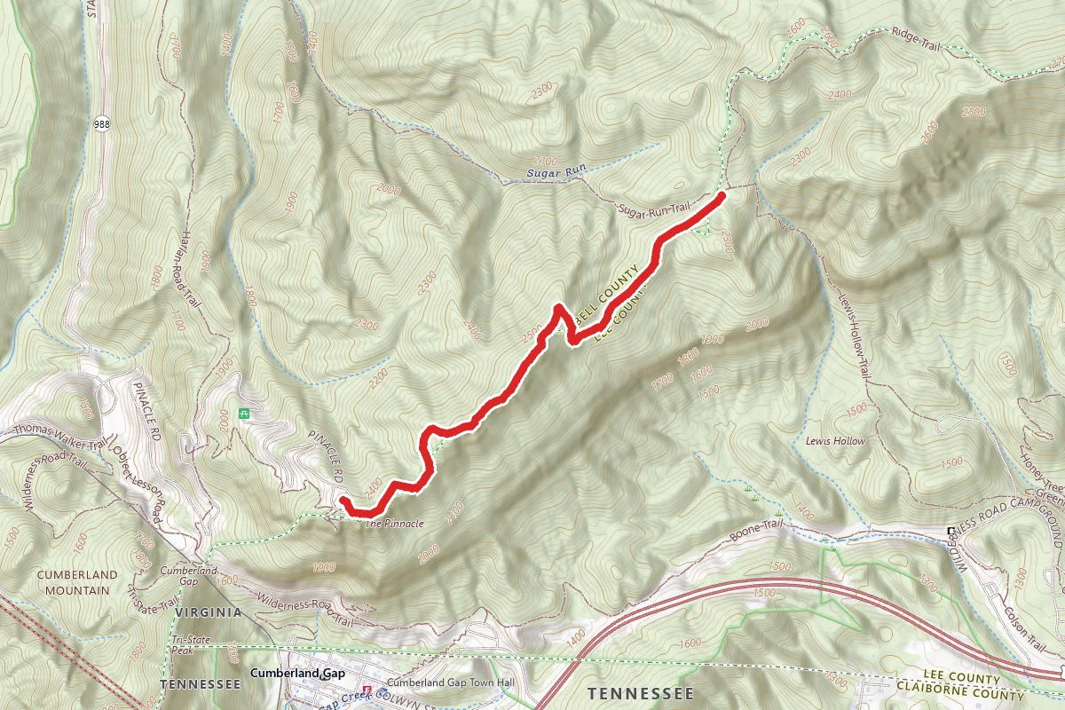 Ridge Trail to Sugar Run Trail
