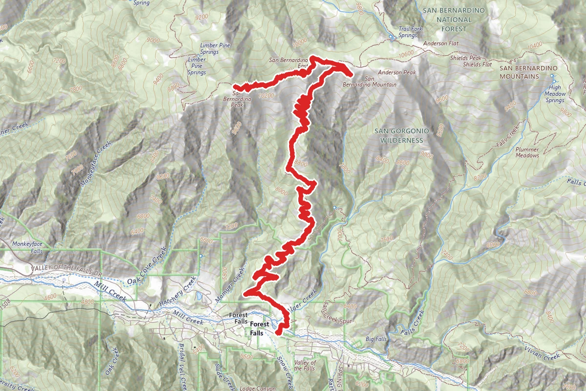 San Bernardino Peak via Momyer Creek Trail