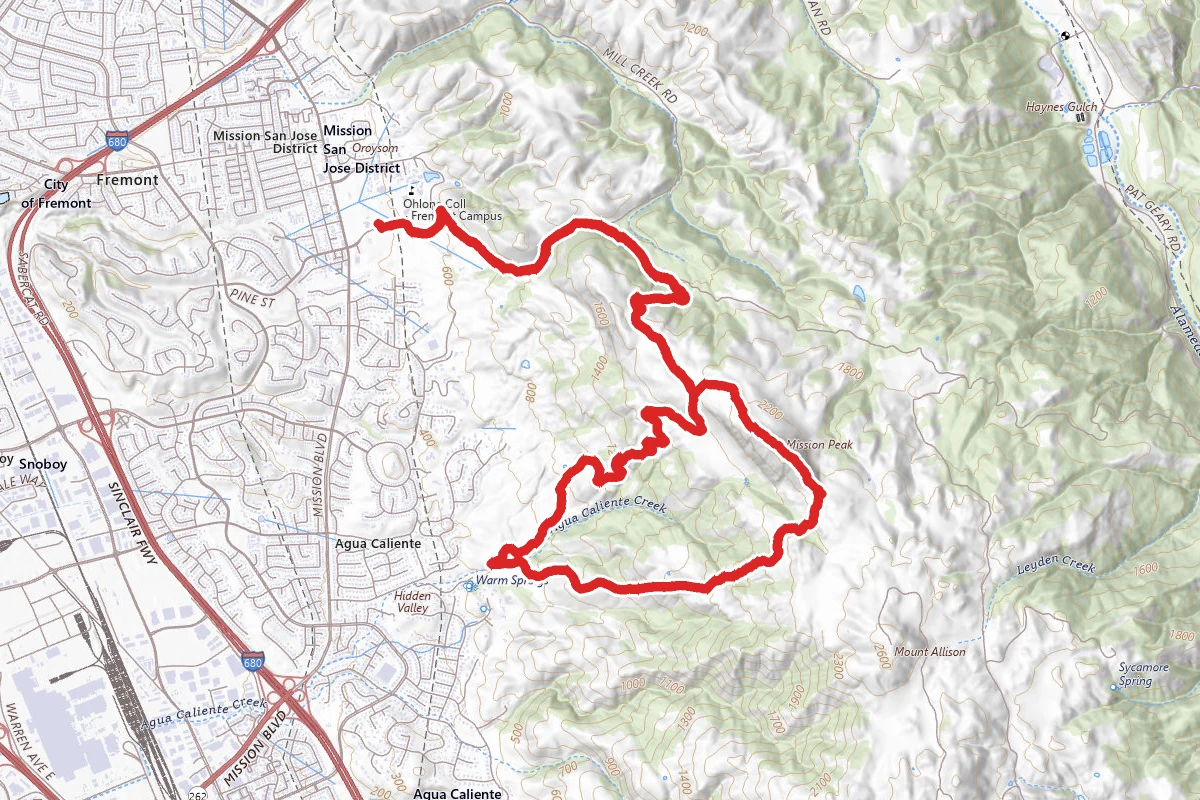Mission Peak and Peak Meadow Loop from Ohlone