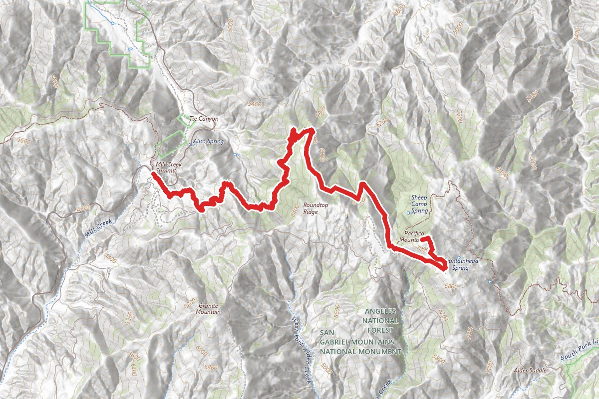 Mill Creek to Pacifico Mountain via Pacific Crest Trail