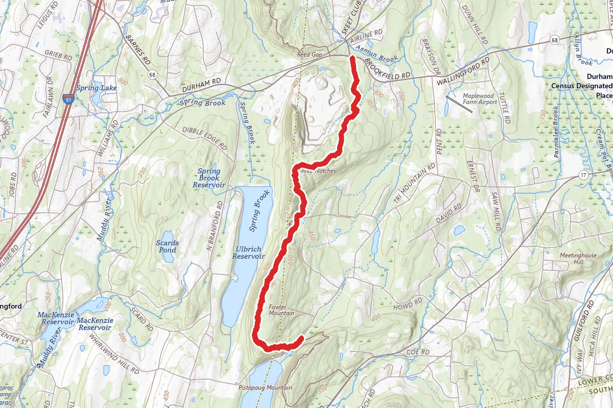 Tri-Mountain via Mattabesett Trail from Howd Road