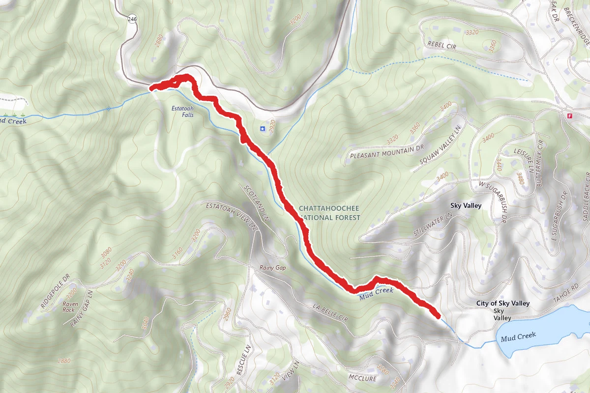 Mud Creek Trail to Estatoah Falls