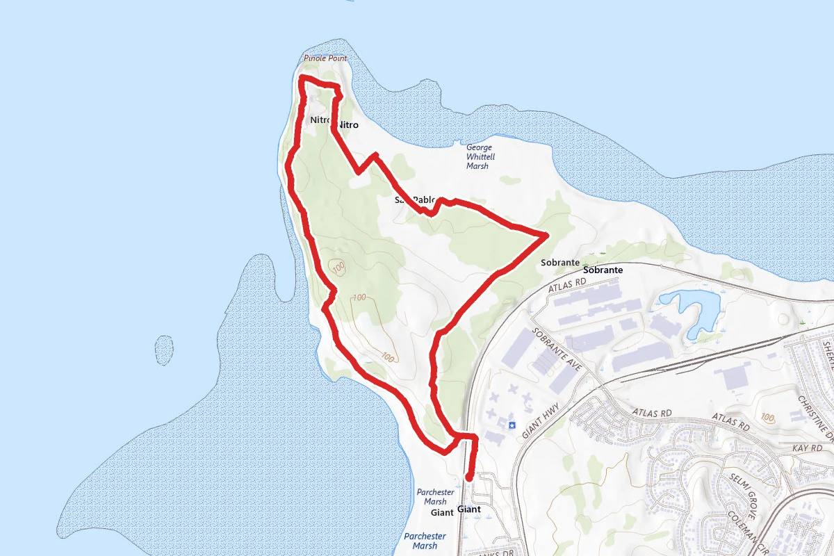 Point Pinole, Cooks Point, Marsh, Owl Alley, China Cove, Pinole Point, and Bay View Trails